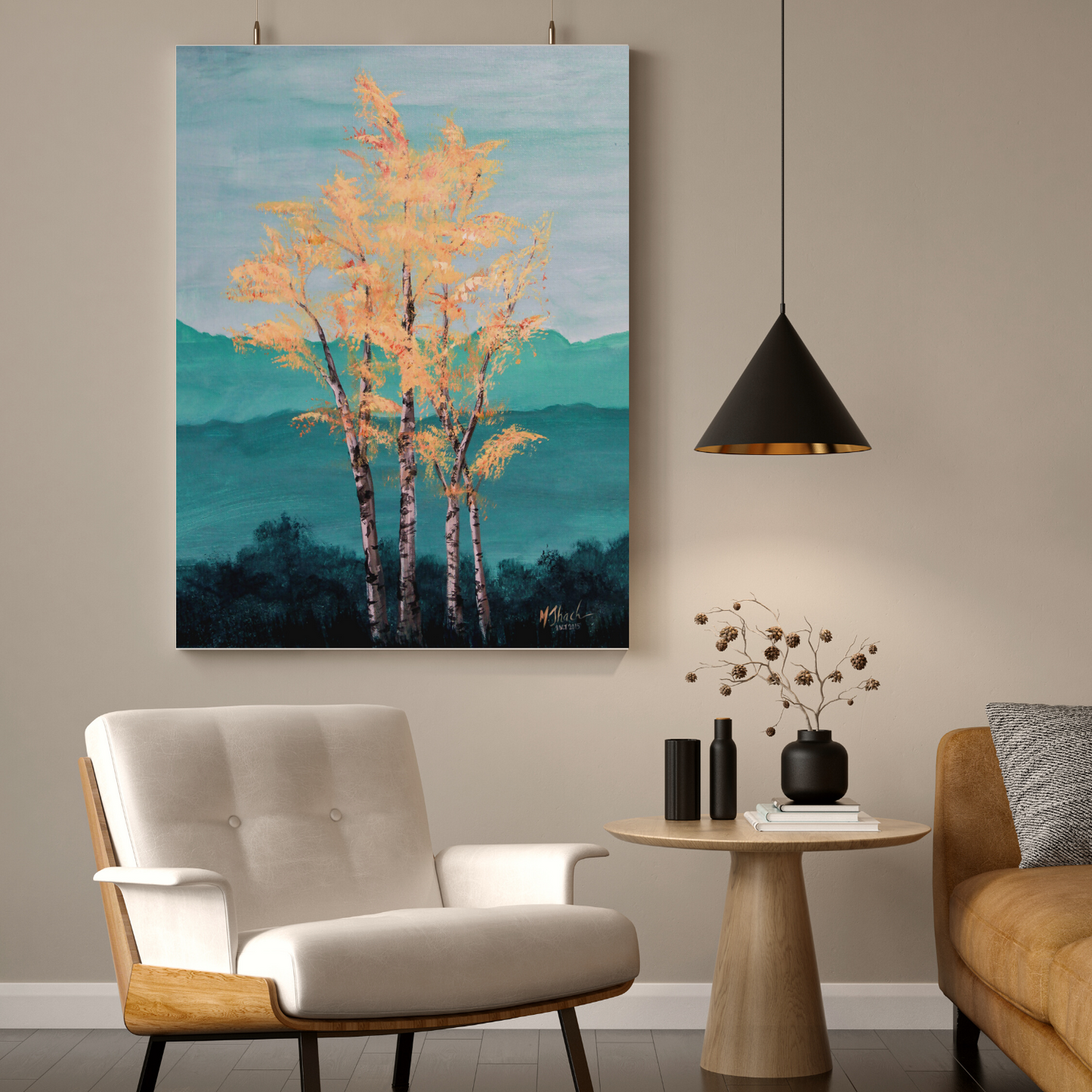 Golden Birch art print